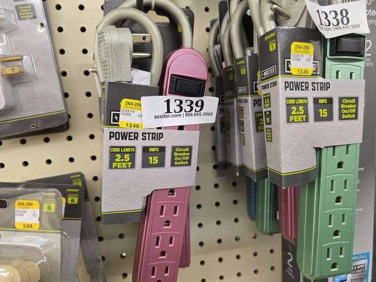 (3) Master Electrician power Strip 15A Pink & Blue