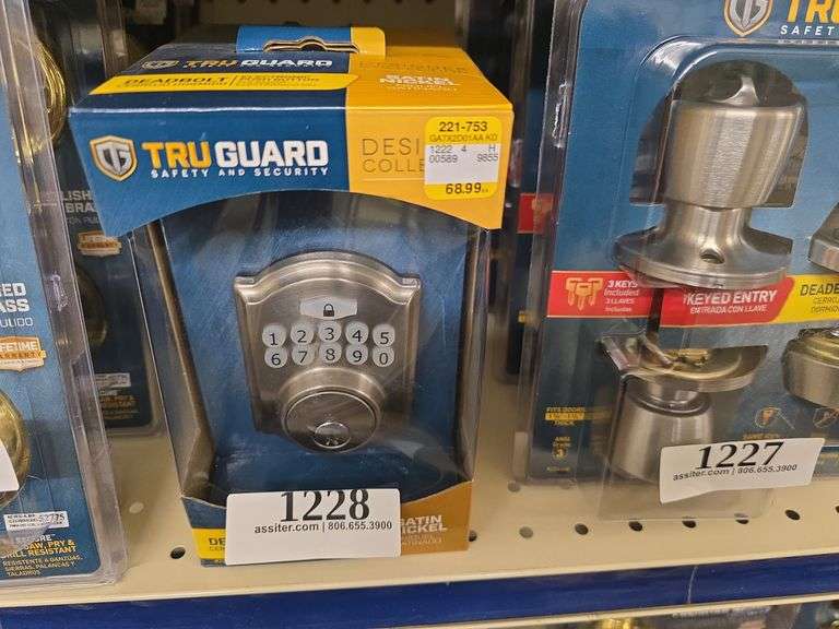 TruGuard Satin Nickel Electronic Push Button Dead Bolt