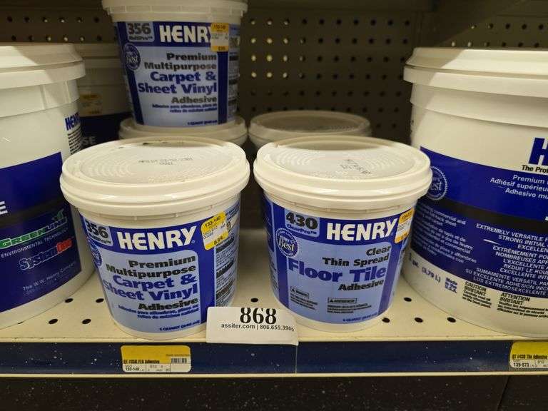 (3) qt Henry Carpet & Vinyl Adhesive w/(2) qt. Henry Floor & Tile Adhesive