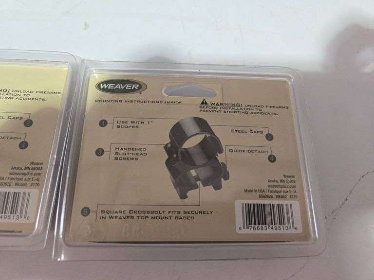 (2) Weaver 1” See Through Detachable Scope Mounts