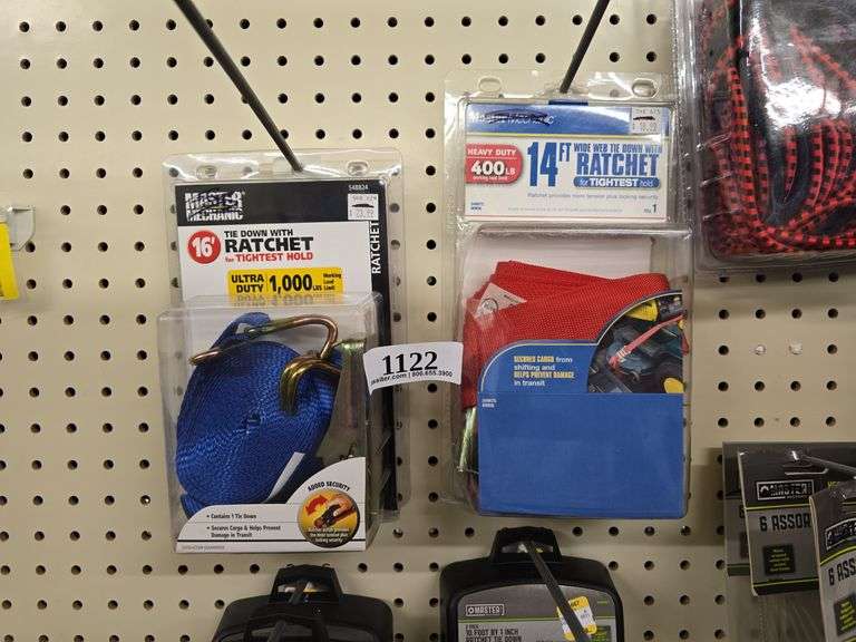 Master Mechanic 16ft x 1" Blue & 14ft x Wide Web Red Tie Down