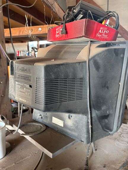 Old tv with cords