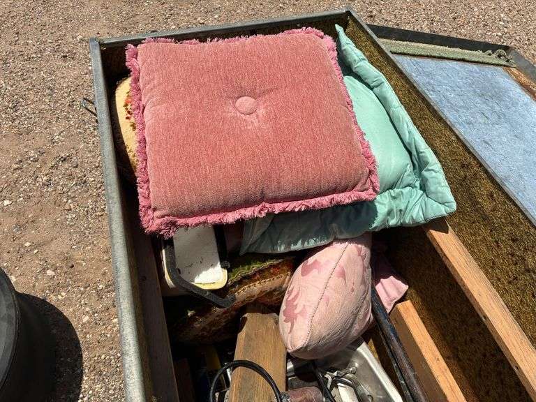 Gray Toolbox w/Post Hole Diggers and Pillows