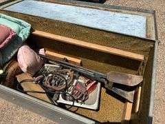 Gray Toolbox w/Post Hole Diggers and Pillows