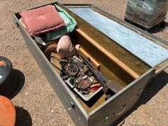 Gray Toolbox w/Post Hole Diggers and Pillows