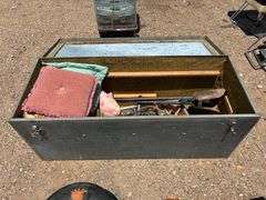 Gray Toolbox w/Post Hole Diggers and Pillows
