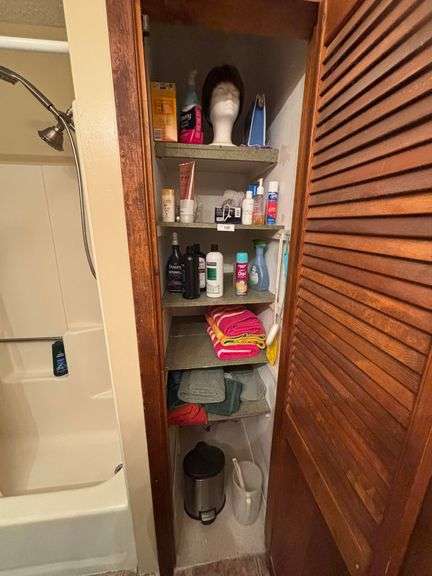 Towles, bin, wig , dry sheets, shampoo misc
