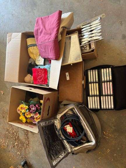 Mirror, power cords, misc decorations, cds misc
