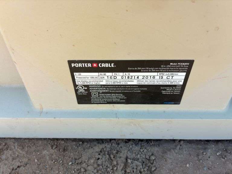 Porter Cable 120v  10” Table Saw