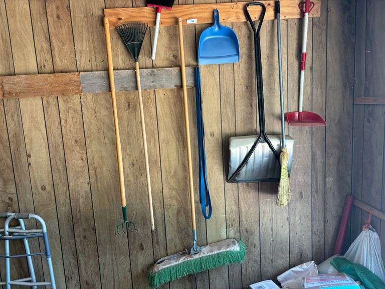 Tools , broom, dust pan, snow shovels.