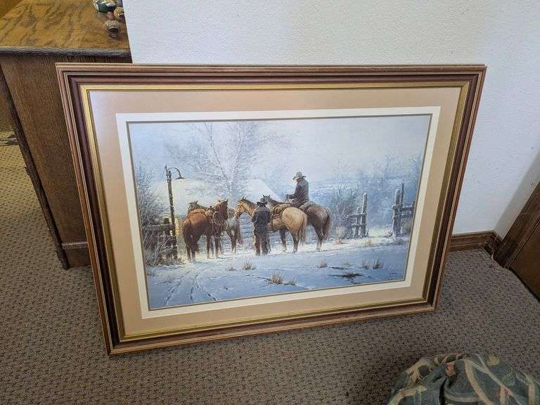 G Harvey Print, "Evening Chores", Signed and numbered