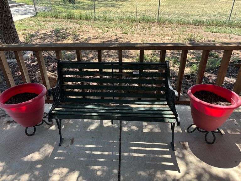 Bench with flower pots