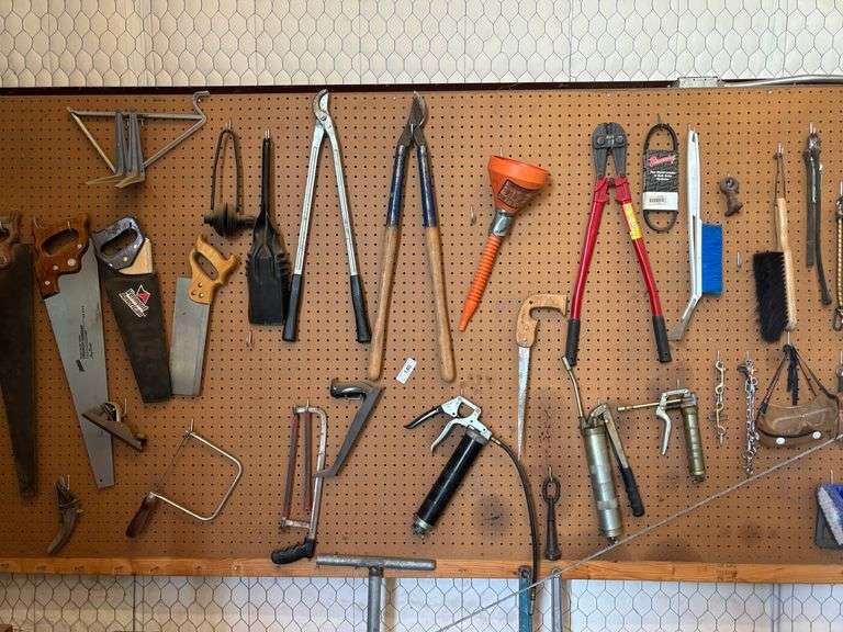 Saw, bolt cutters, air pumps miscs, wrenches