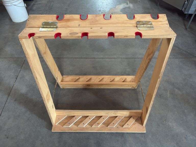 Foldable 10 Slot Wooden Gun Rack 32”Long x 33.5” Tall