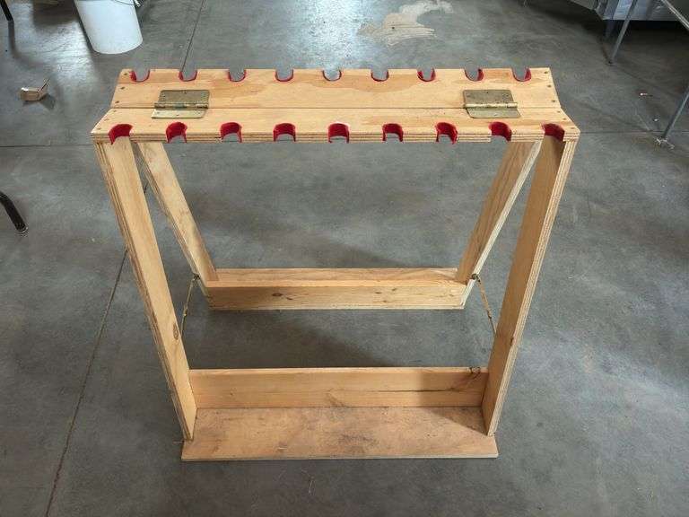 Foldable 10 Slot Wooden Gun Rack 32”Long x 33.5” Tall