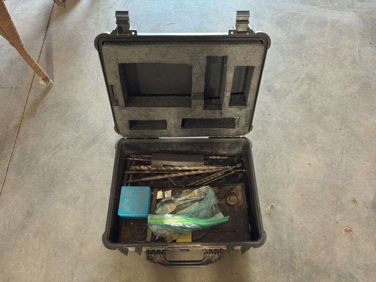 Hard Plastic Case w/Foam Lining Containing Various Size Drill Bits