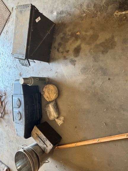 Ammo crate with chains, cd player, fish bait misc