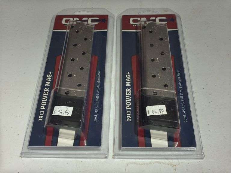 (2) CMC 1911 Power Mag+ 10 Round .45 ACP Magazines