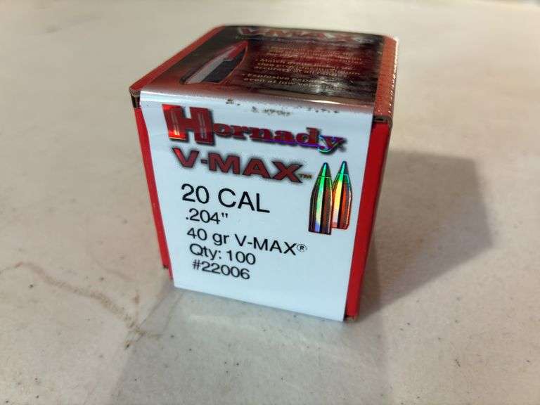 Box of Hornady V-Max 20 Cal Bullet Tips