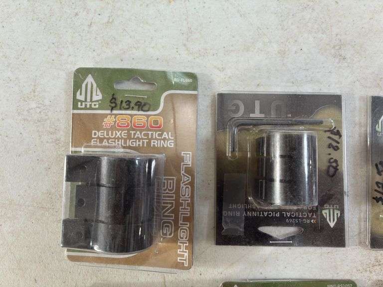 (5) UTG Flashlight/Laser Picatinny Rings (3) Riser Mounts (4) Top Ring Covers all for Various Makes 