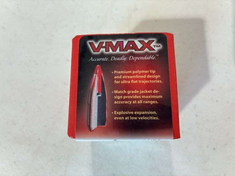 Box of Hornady V-Max 20 Cal Bullet Tips