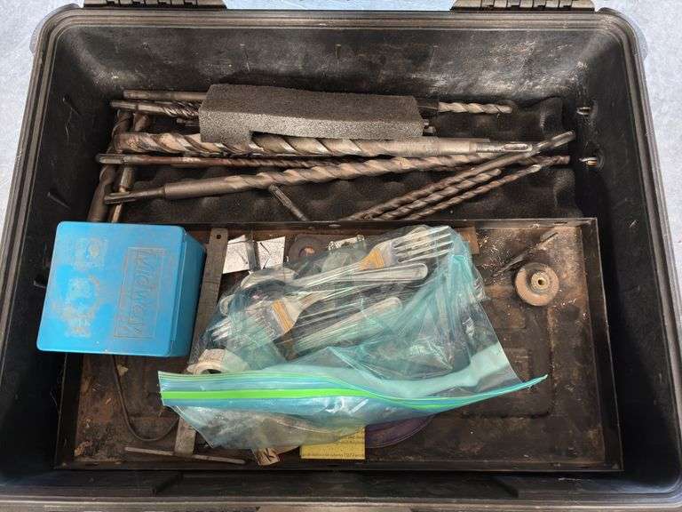 Hard Plastic Case w/Foam Lining Containing Various Size Drill Bits