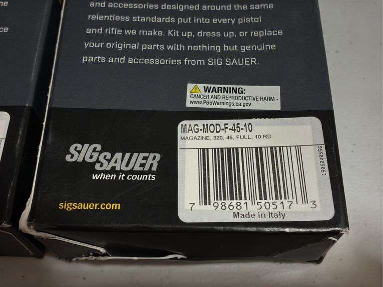 (2) Sig Sauer P320 .45 ACP 10 Round Magazines