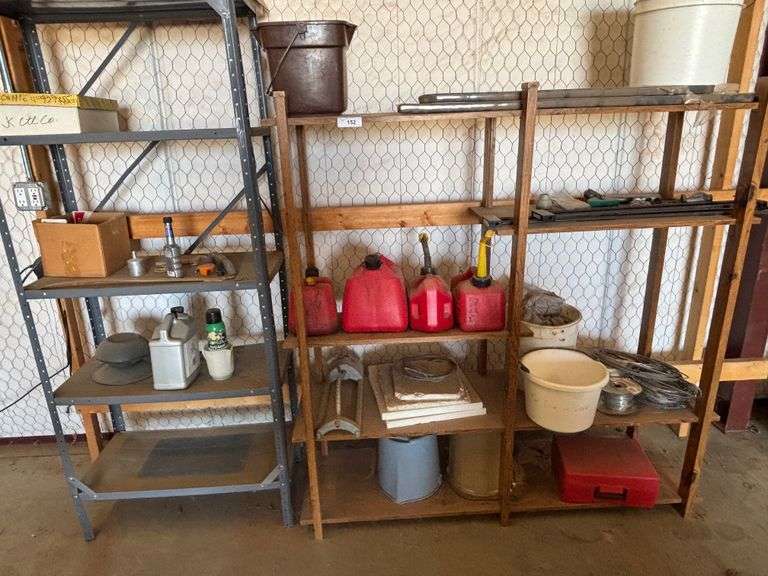 Gas cans, wires, buckets misc