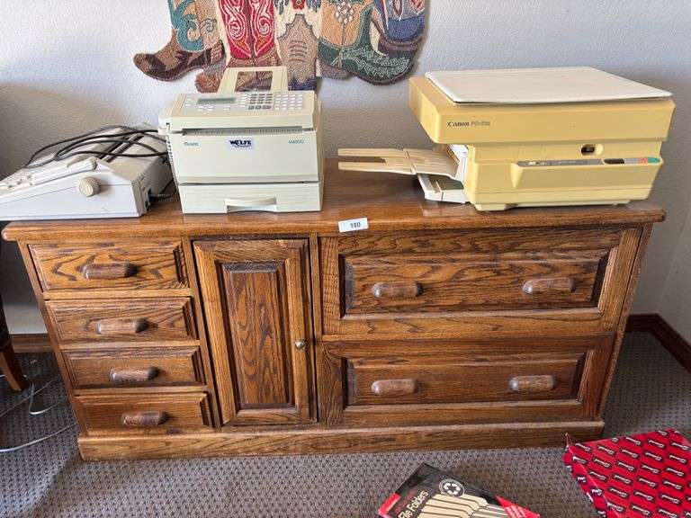 Table with printer typer