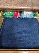 Mits, clothes, bins, aprons, towels, cookbooks misc
