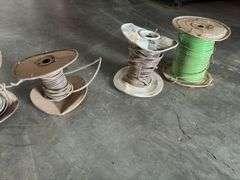(5) Partial Spools of Various Gauge Wire in 5 Gallon Bucket
