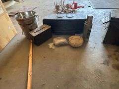 Ammo crate with chains, cd player, fish bait misc