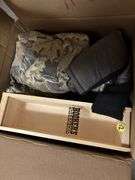 Chair, pillows, clothing, bags misc