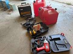 3 Gas cans with tools
