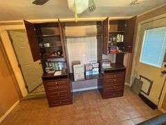 Desk with cabinets and misc