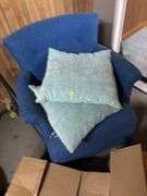 Chair, pillows, clothing, bags misc