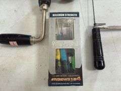Hand Drill, Hand Crank Wrench, Screw Drivers, Florite Grill Velocity Finder, Blade in Sheath, Torque