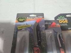 (2) Outdoor Edge Razorlite Folding Knives w/Replacement Blades and Sharpener