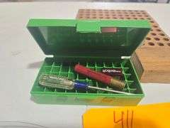 (2) Wooden Ammo Holders and (1) Plastic Ammo Case