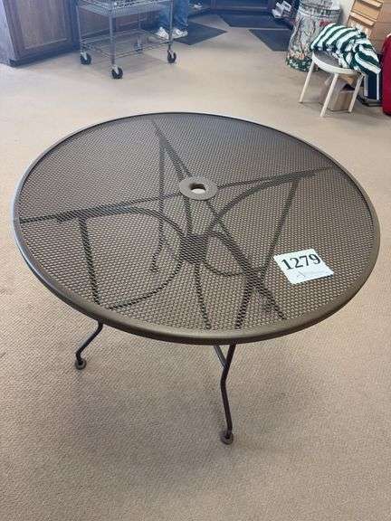 36 inch mesh top wrought iron table