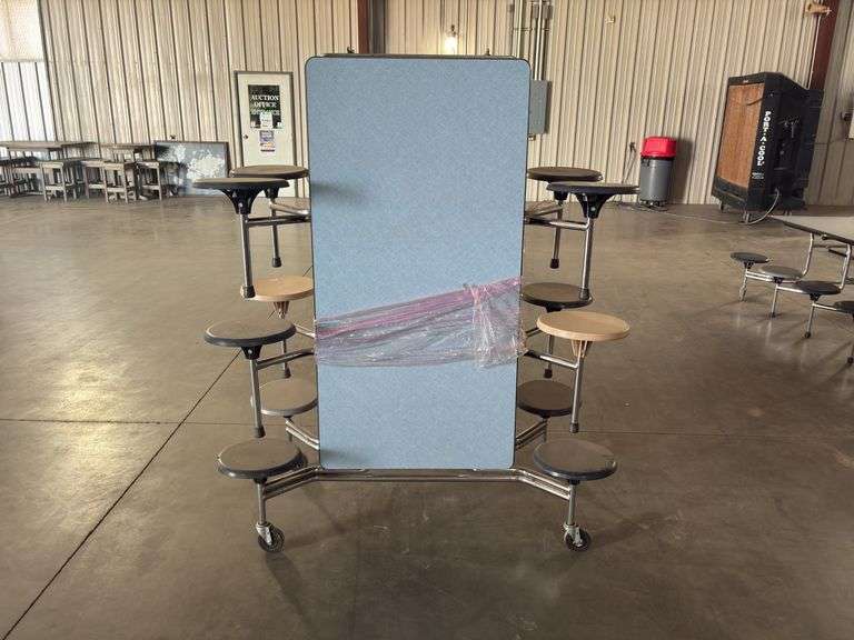 Rectangle Mobile 10 foot Cafeteria Table with 6 Stools