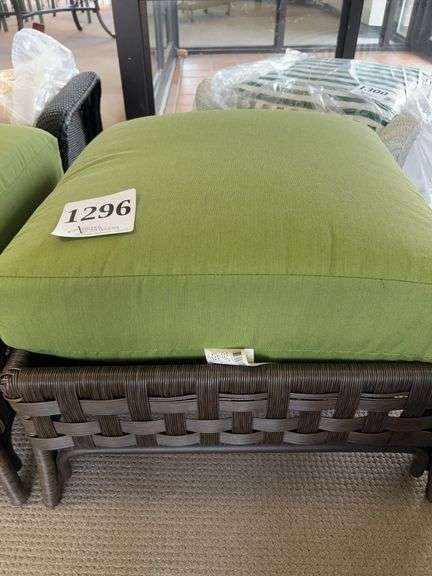 26x26 wicker ottoman green cushion