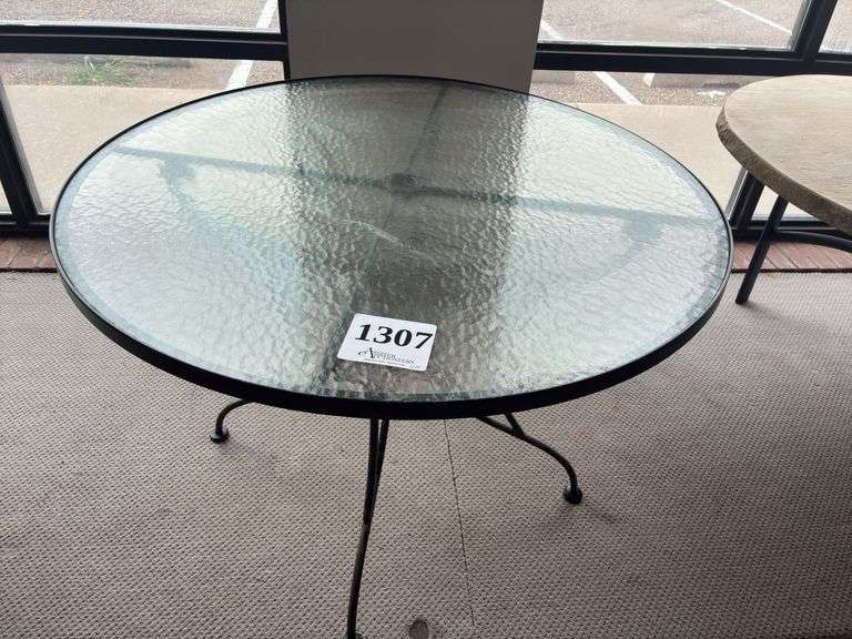 42 inch glass top wrought iron table