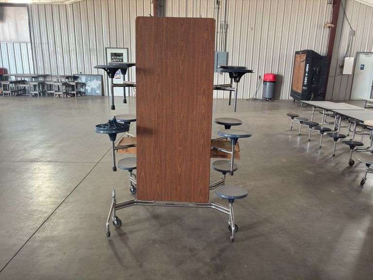 Rectangle Mobile 12 foot Cafeteria Table with 6 Stools