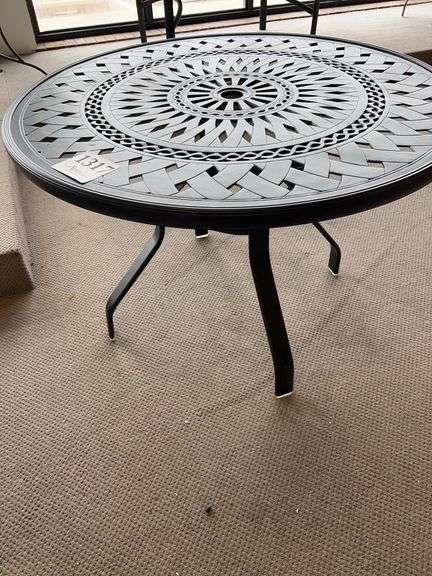 42 inch round cut out top wrought iron table