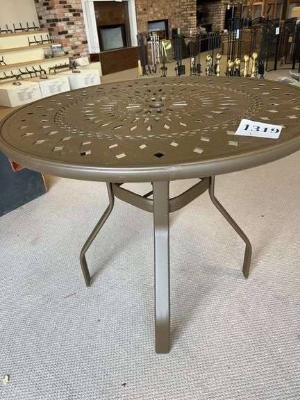 42 inch cut out top wrought iron cocktail table