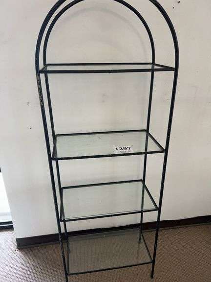black 4 glass shelf bakers rack