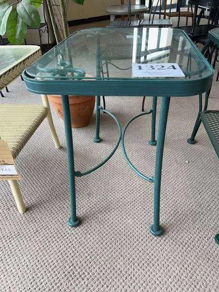 26x16 glass top wrought iron side table