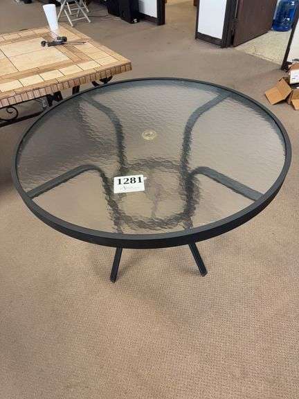 42 inch glass top wrought iron table