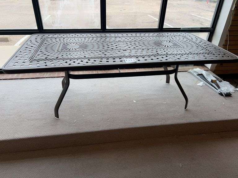 84x42 inch cut put top wrought iron table